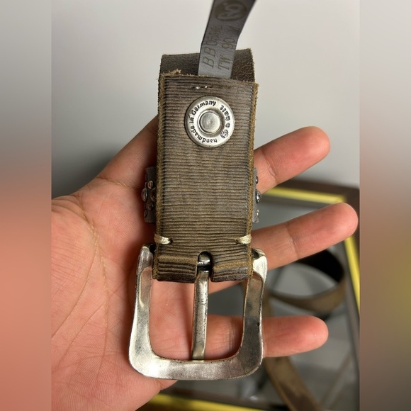 Y2k B.Belt Trim 90cm M Leather Beaded Hand made in Germany Buckle Silver BB0596 - Picture 6 of 13